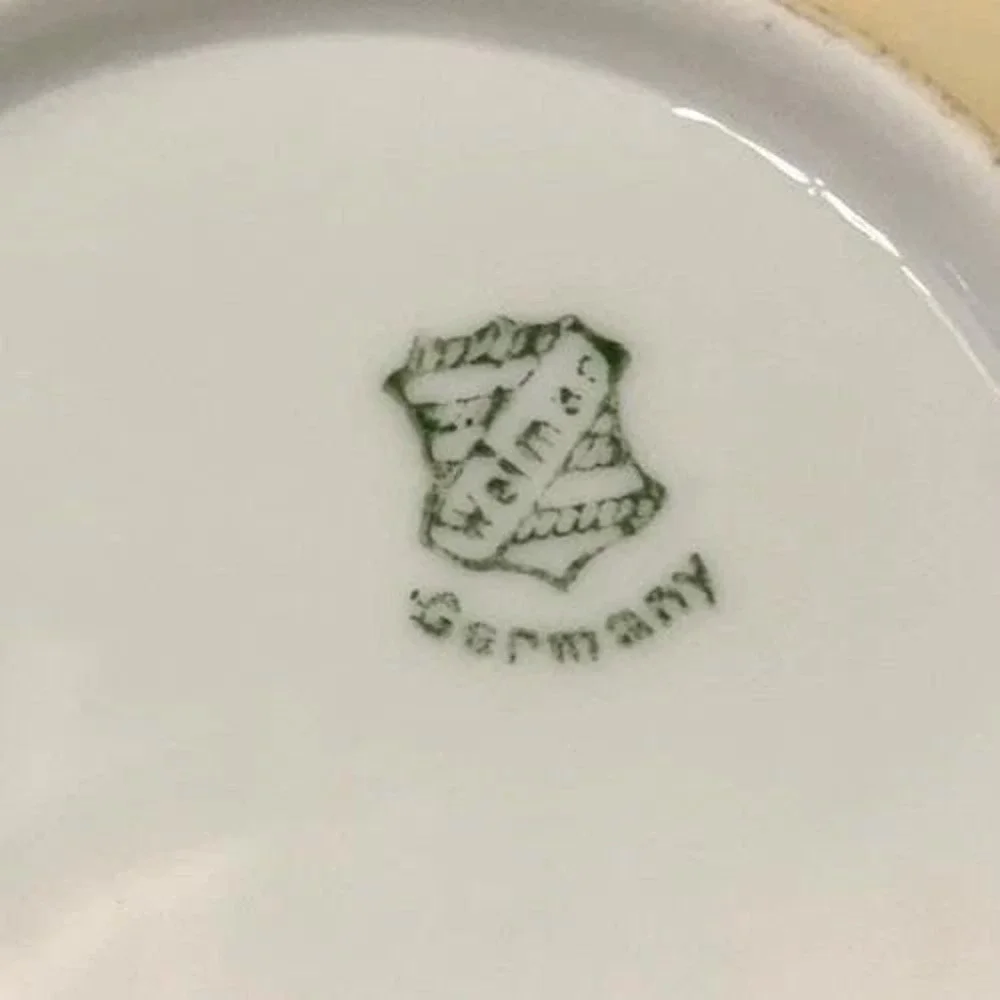 Antique Ramekin and Saucer Weimar Regency Side Dish Hand Painted Gold Rose VTG